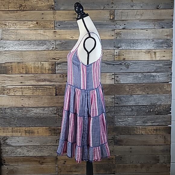 ELAN Cotton Slip Dress Cover-up Backless Blue Pink Stripe Medium - Picture 2 of 10